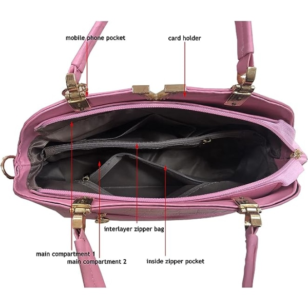Klassisk håndtaske med tophåndtag til kvinder, afslappet crossbody-pung Satchel T