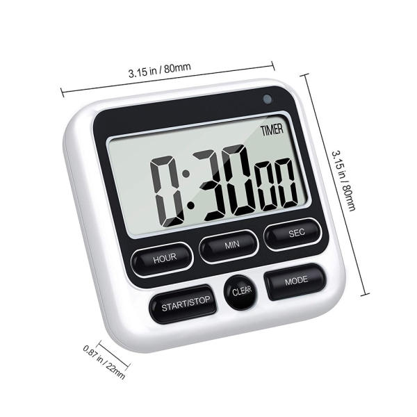 Kök Timer Digital Matlagningstimer med Stor LCD-skärm Alarm