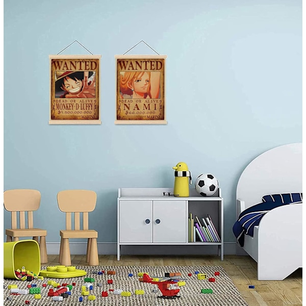 Anime-plakat, One Piece efterlyste plakater 51,5 cm × 35,5 cm stor, mand