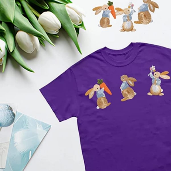 6-delad uppsättning sömmar, kaninapplikationer, broderier