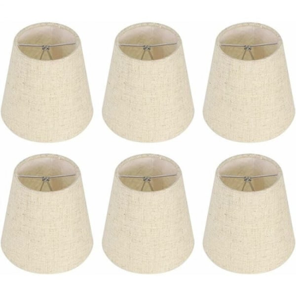 6-pack med små lampskärmar, lampskärm i säckväv, klämma på Bu