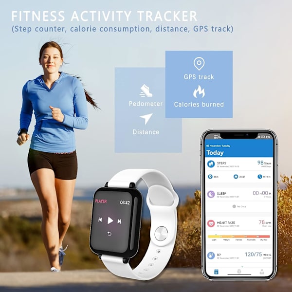 Smartklokke for menn og kvinner, Smart Fitness Sports Watch, HD Large Scree