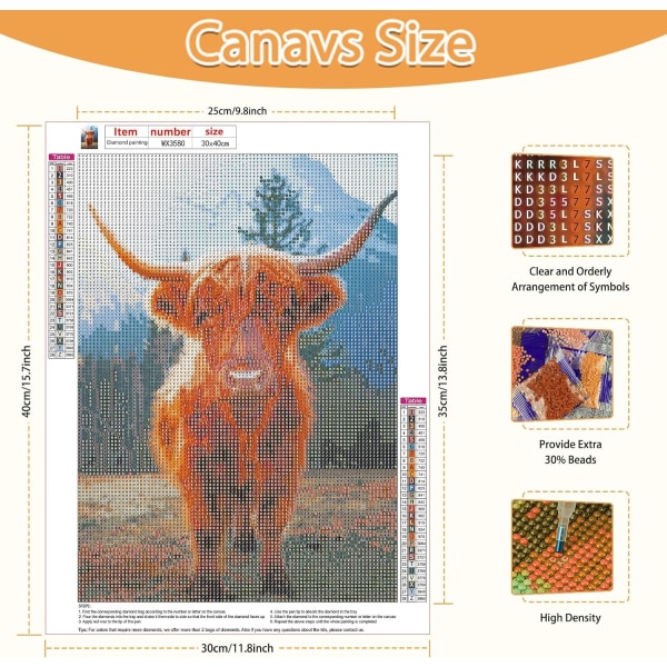 30x40 cm Diamantmalerisett for dyr, Full Drill Diamantkunstsett