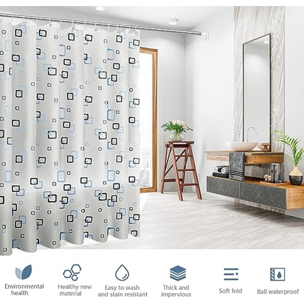 1 stk. bruseforhæng, 200x200cm badeforhængsfor med krog