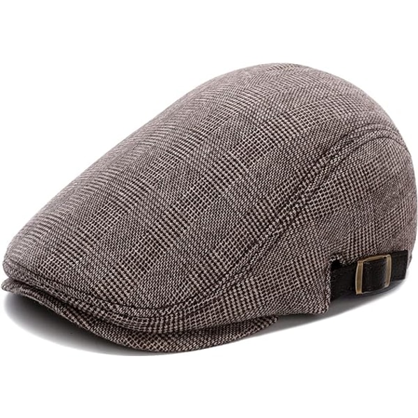Herrar Platt Beret Mössa Justerbar Platt Hatt Höst Vinter（Kaffebrun-Pla
