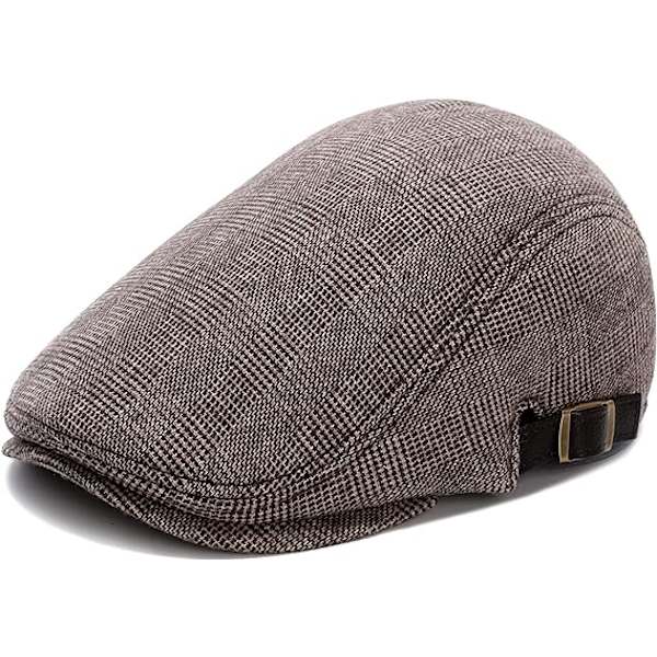 Herre Flat Beret Cap Justerbar Flat Hat Høst Vinter（Coffee-Pla