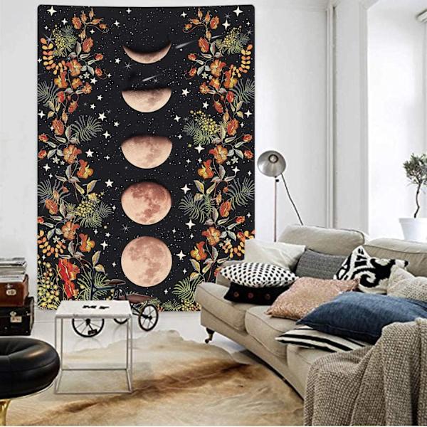 (130cm x 150cm) Månebelyst hagetapet, månefase-tepper Fl