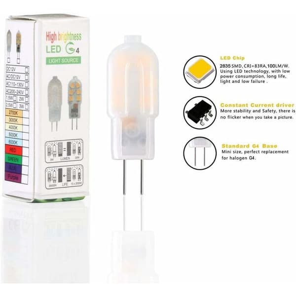 G4 LED-lampa, 5-pack 15W motsvarande halogenlampor, 2W G4