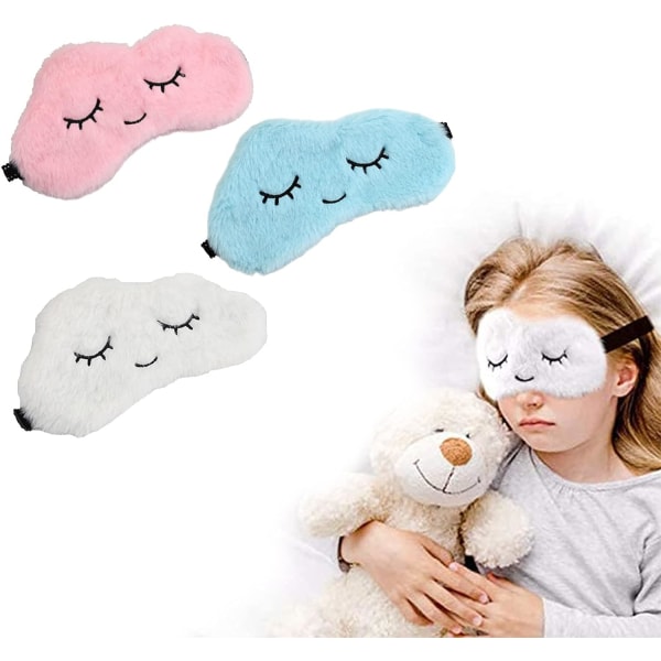 3 stykker øjenmaske Plys sød sovemaske Bløde sovende øjenplastre