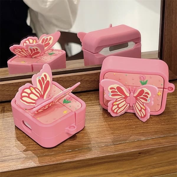 Apple Bluetooth-øretelefonbeskyttende etui rosa sommerfugl, egnet