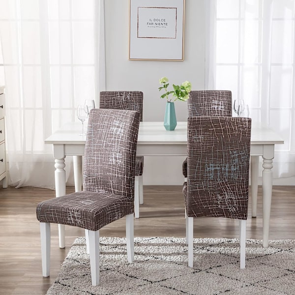 4 Tuolinpäällinen Ruokapöydän Tuolinpäällinen Joustava Tuolinpäällinen f