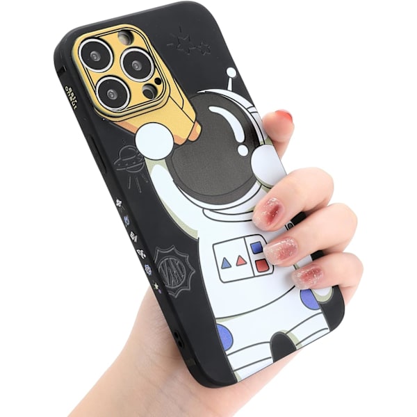 Sött fodral till iPhone 14, tecknad cool astronaut rymd snygg design