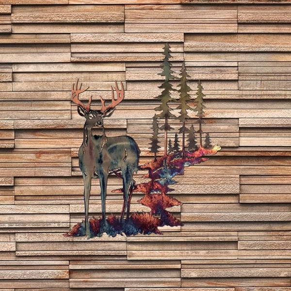 35 cm fritstående station, metal vægkunst, whitetail hjort, Europa