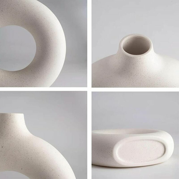 1 stk. vase, keramisk vase hjem dekoration minimalistisk dekoration hvid vege