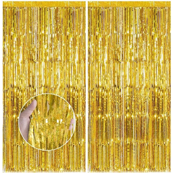 2 kappaletta metallista tinsel-verhoa, paljettiverhokoristeet, De