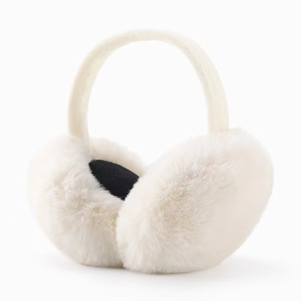 White, women's plush earmuffs, cute women's earmuffs, foldable ea