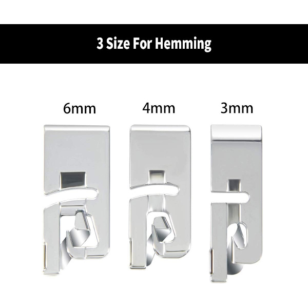 3-delars set med rullad smal fåll symaskin pressarfot (3mm,