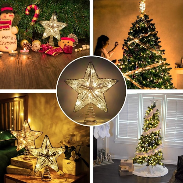 Wire Star Juletræ, Pentakelformet Lampe med Spiral Base a