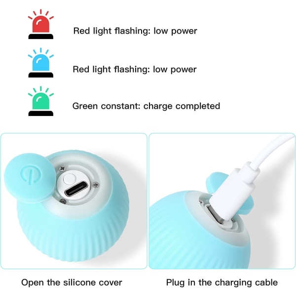 （Blå）, 4,3*4,3 cm, kattleksaker, kattboll med LED-lampor, inomhusinter