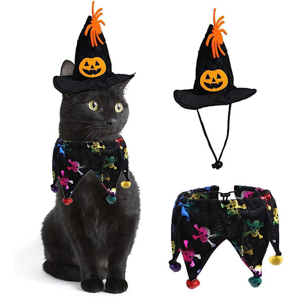 2 kpl kissan ja koiran Halloween-asuja Halloween-kissakaulapannalla ja nokkeluutta