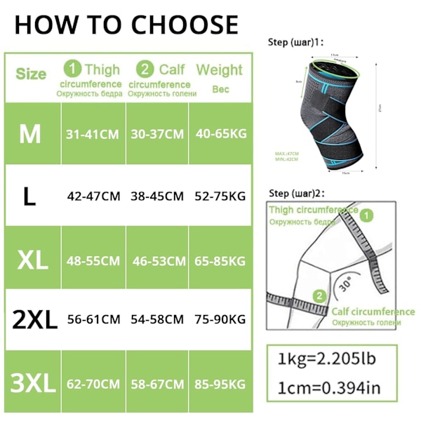 Blå sport knäskydd, 2-pack xxl elastiska justerbara knäskydd,