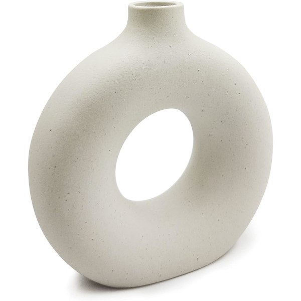 Rund hul blomstervase med frostede partikler beige minimalistisk