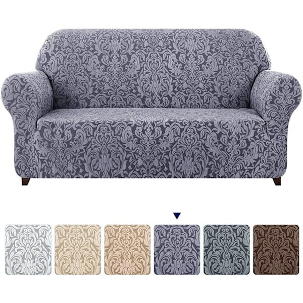 Grå, sofföverdrag, 3-sits jacquard Damaskus sofföverdrag