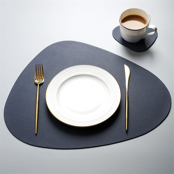 PU Leather Placemats and Coasters 4 Sets, Waterproof Wipeable Non