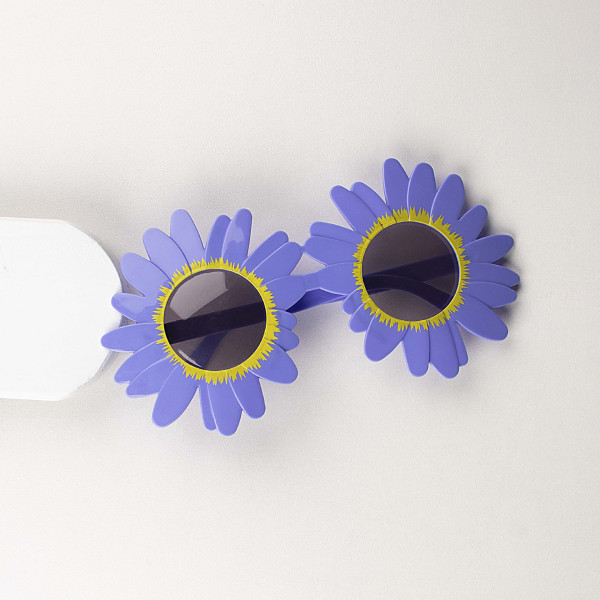 Purple Sunflower shaped sunglasses Hawaiian Party Costume Glasses