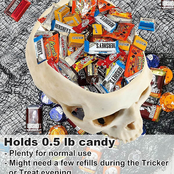 B-Halloween slik skål, Halloween kranie dekoration skræmmende harpiks han