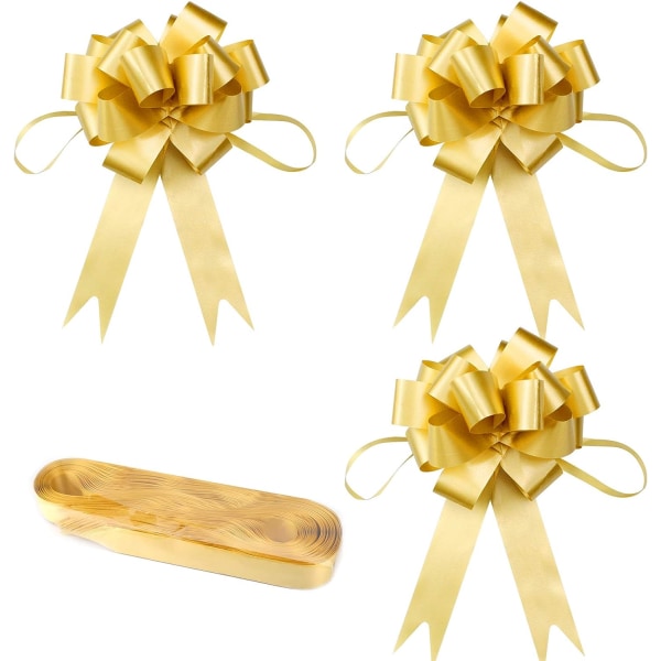 30 stycken automatiska rosetter (guld) Guldbandsbågar Bred banddragning