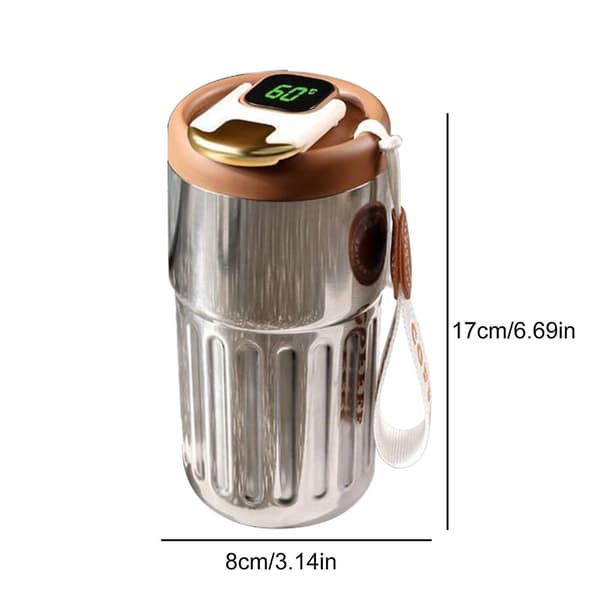 Sort Ny Kaffe Termo Med Temperaturvisning, 410ml Hold Varme