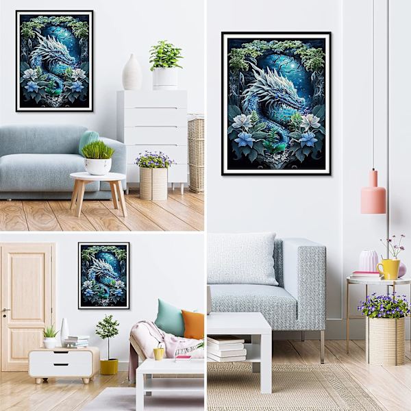 30x40cm Metsälohikäärme DIY-timanttimaalaus, 5D DIY-timanttimaalaus