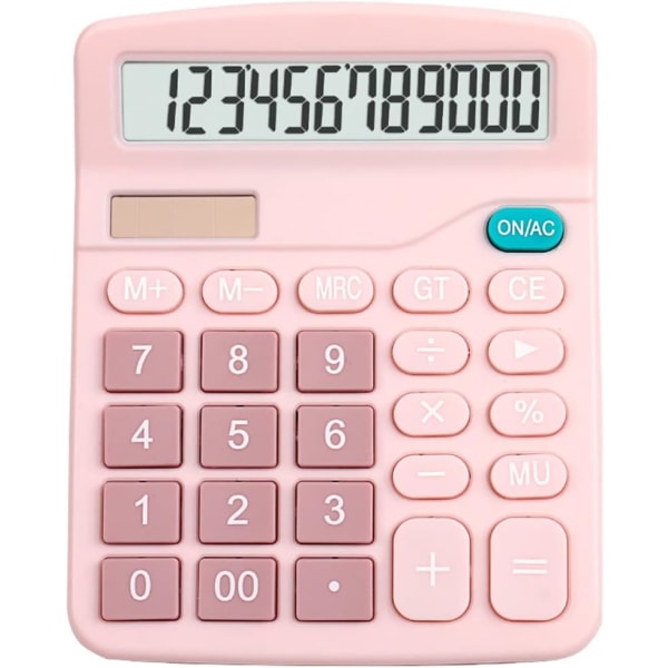 Ljusrosa 12-siffrig Scientific Solar Calculator Financial Desktop