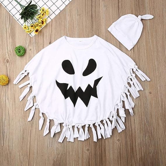 Unisex Børne Spøgelse Kostume med Hætte til Halloween