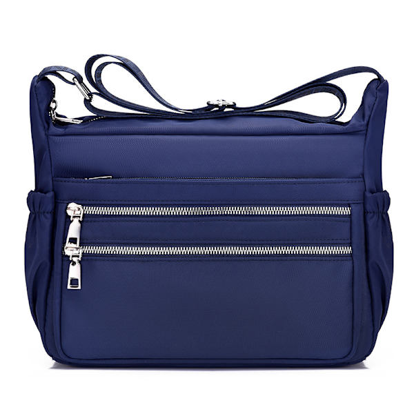 Blå dame skuldertaske, multi lomme casual messenger taske, nyl
