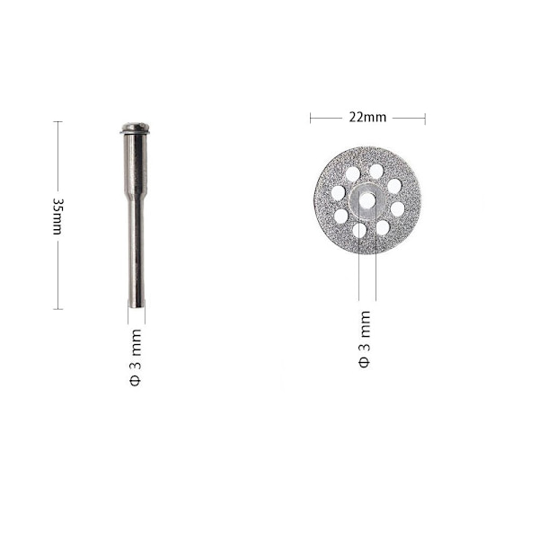 10 stk. Diamantklinge Diamantskærende Materialer 22mm + 2 x Carbon