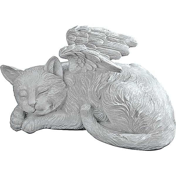 Memorial Cat Pet Angel Æresstatue Gravsten, 12 cm, polyresin