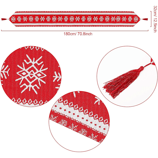Rød julebordløber, 70,8 x 12,5 tommer polyester og bomuld
