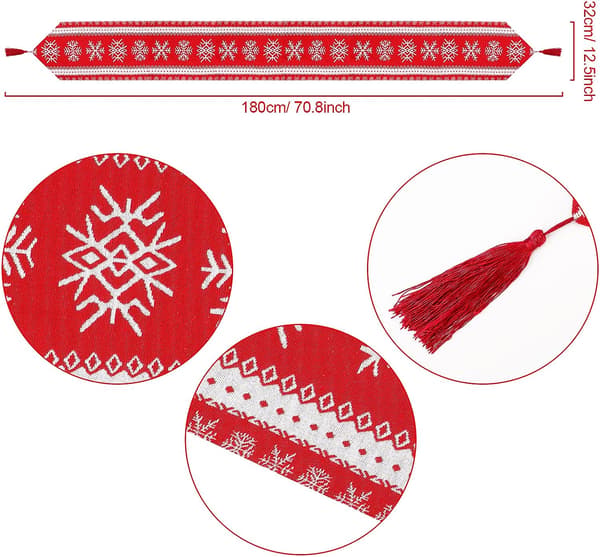 Rød julebordløper, 70,8 x 12,5 tommer polyester og bomull