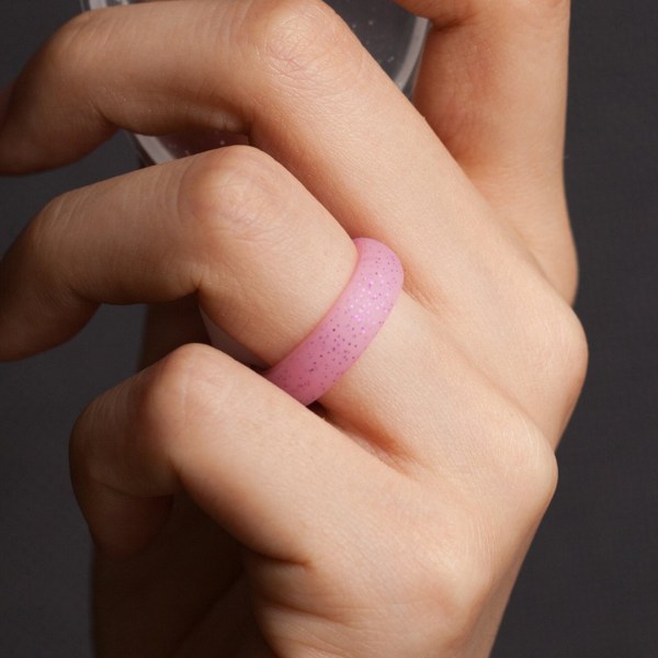 Vigselring i silikon för kvinnor, tunn och stapelbar slitstark gummi