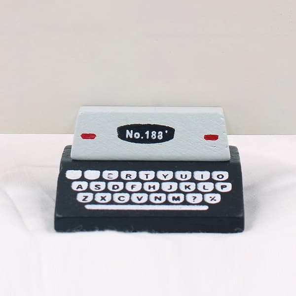 Simuleret printer visitkortholder, sort retro beskedholder