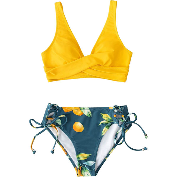 Bikini badedragt til kvinder med kryds foran og snørebånd i to dele