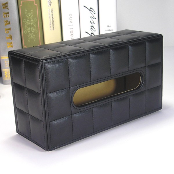 Eine schwarze Schaffell Leder Tissue Box, en rätteckig kosmetika