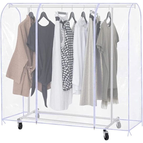 6ft Transparent Clothes Garment Rail Strong Zipped Cover Clear Pr