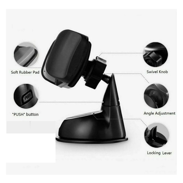 Bil Navigation Bilholder - Telefonholder - 1 stk - Sort