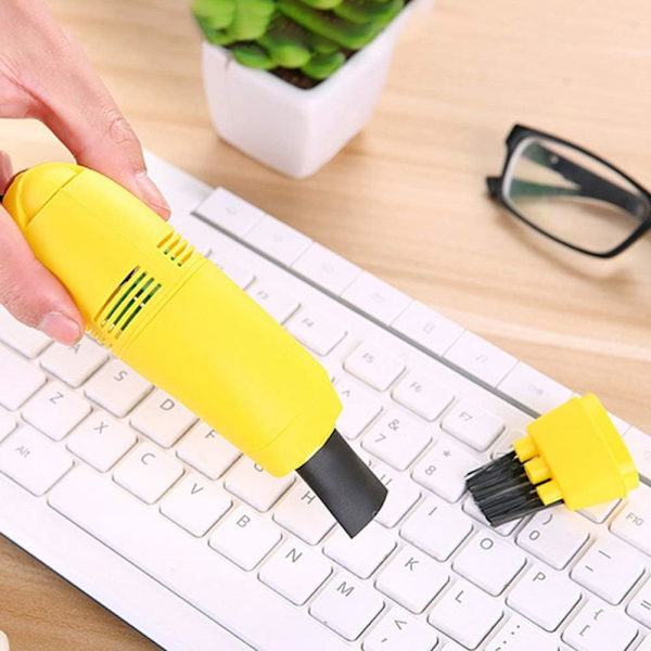 1 stk. Gul Mini Støvsuger, USB Tastaturrenser, Støvrensning