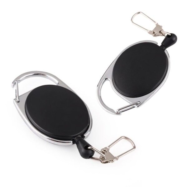 2-pak - Nøglering Retractible/nøglering med snor Sort