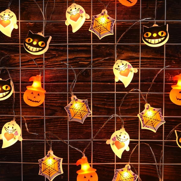1 stk. Halloween lyskæder, Halloween græskarlys indendørs, 3 M