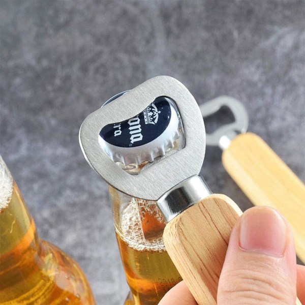 8 delar trähandtag ölflasköppnare, flasköppnare med Woo